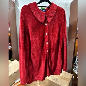 Denim&Co Rich Red Collared Cardigan